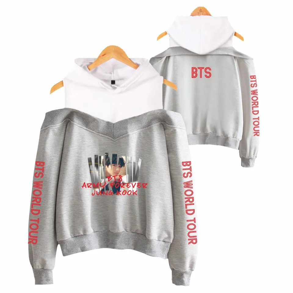 BTS пуленепробиваемые Мальчики 97 Jung Kook поле jiu страна Вентилятор Группа женщин с открытыми плечами толстовка