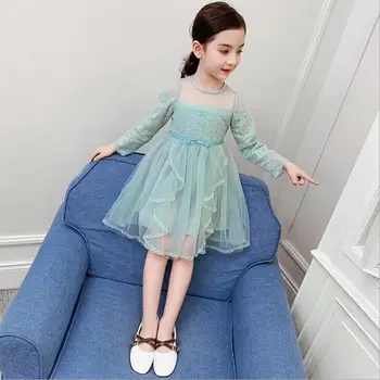 

Spring girl dress Summer girl dress Children's Lace Long Sleeve Dress Size 110-160cm Big Girls CLothing 2020 New Arrival