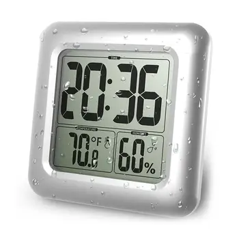 

Temperature Humidity Sensor Shower Timer Gift LCD Digital Wall Clock Waterproof
