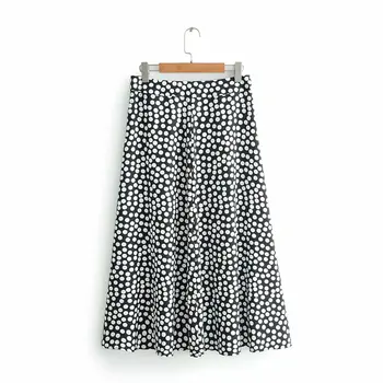 

VomVoa 2019 new women's high waist polka dot skirt elegant mid-length skirt wrapped dot chiffon skirt Korean fashion