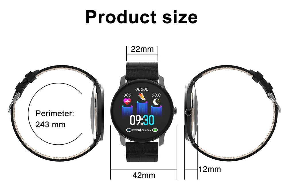 696 T90 Smart Watch All-Touch Heart Rate Sleep Monitoring Information Push IP67 Waterproof Multi-function Sports Smart Bracelet