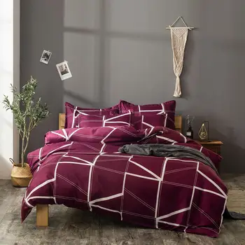 

simple nordic duvet cover set Quilt Cover + Pillow case Geometric lines comforter bedding set bed cover Queen King Home Textiles