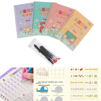 

4 Books Learning Numbers In English Painting Practice Art Book Baby Copybook For Calligraphy Writing Kids English Lettering Toy