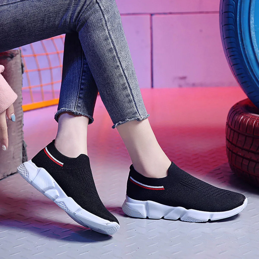 Женские уличные кроссовки спортивная обувь без шнуровки с мягкой подошвой дышащие Туфли-кроссовки для бега# g30