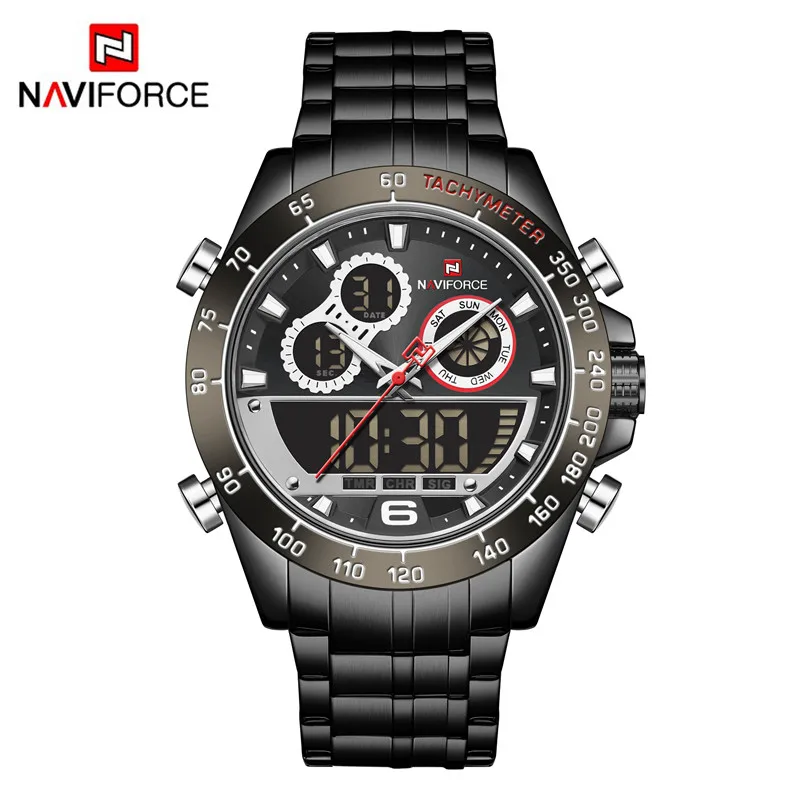 NAVIFORCE Men Military Luxury Watch Quartz Sport Casual Full Steel Wrist Watch Digital Analog Waterproof Clock Relogio Masculino 