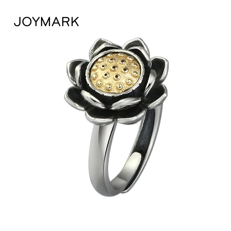 

Retro Lotus Flower Thai Silver Open Ring For Women S925 Sterling Silver Jewellery Fashion Finger Rings Mother's Day Gift TSR117