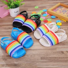 Радужная прозрачная обувь детские сандалии для мальчиков и девочек Нескользящие водонепроницаемые детские пляжные сандалии и тапочки детские сандалии