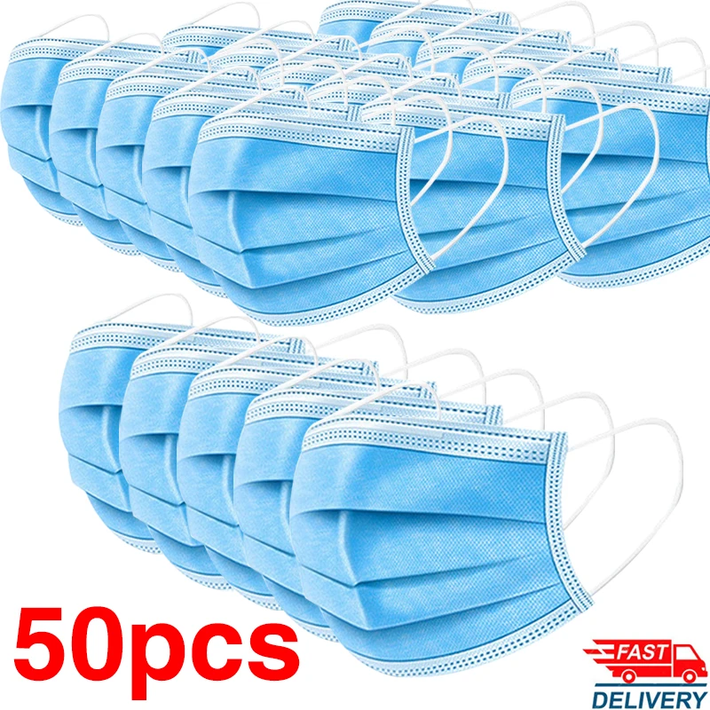 

50Pcs/lot Anti-virus Masks In Stock !!! 3 Layers Disposable Masks N95 Mask Dust-proof Sterile