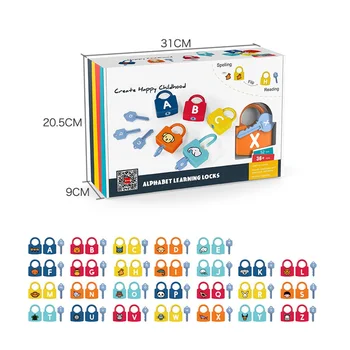 

1set Baby Learning Open Locks Alphabet Toy Set with 26 Locks 26 Keys Creative Children Montessori Early Educational Kids Toys