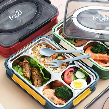 

Portable Lunch Box Japanese Bento Box 2020 Compartment Kitchen Sealed Food Container Gift Tableware 304 Stainless Steel