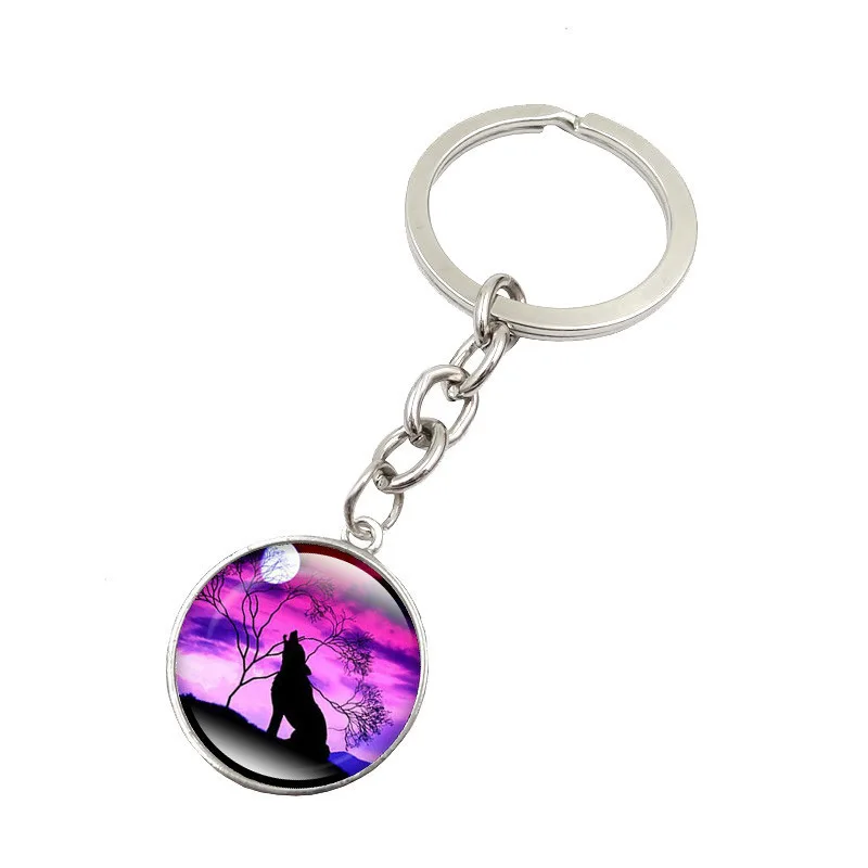 

Hot Howling Wolf Moon Time Gem Key Cap Pendant Accessories Key Chain