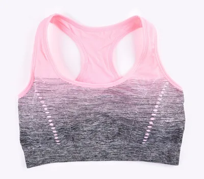 Pink Спортивный бюстгальтер, высокая эластичность, дышащий Топ для фитнеса, женский бюстгальтер с подкладкой для бега, йоги, спортзала, бесшовный Укороченный бюстгальтер, градиентный спортивный бюстгальтер - Цвет: Pink