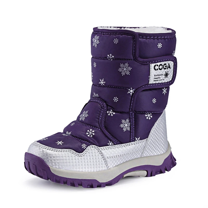 Детские зимние ботинки; обувь для девочек; зимние ботинки; модная плюшевая детская обувь; водонепроницаемые кроссовки для студентов; детские ботинки; Новинка года - Цвет: purple