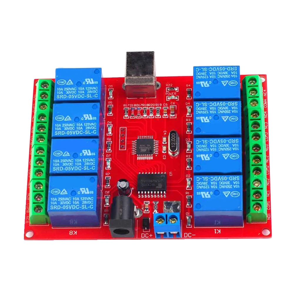 DC12V Восьмиканальный релейный модуль USB доска программируемый компьютерный контроллер