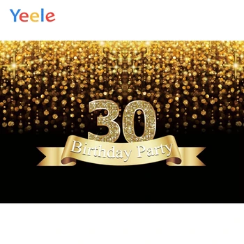 

30th 40th 50th 60th Birthday Party Photophone Shiny Gold Dot Photo Backdrops Custome Photographic Backgrounds For Photo Studio