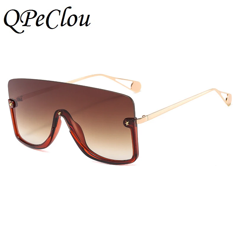 QPeClou новые цельные негабаритные Солнцезащитные очки женские модные полуоправа Квадратные Солнцезащитные очки мужские большие очки Oculos De Sol - Цвет линз: Tea1045