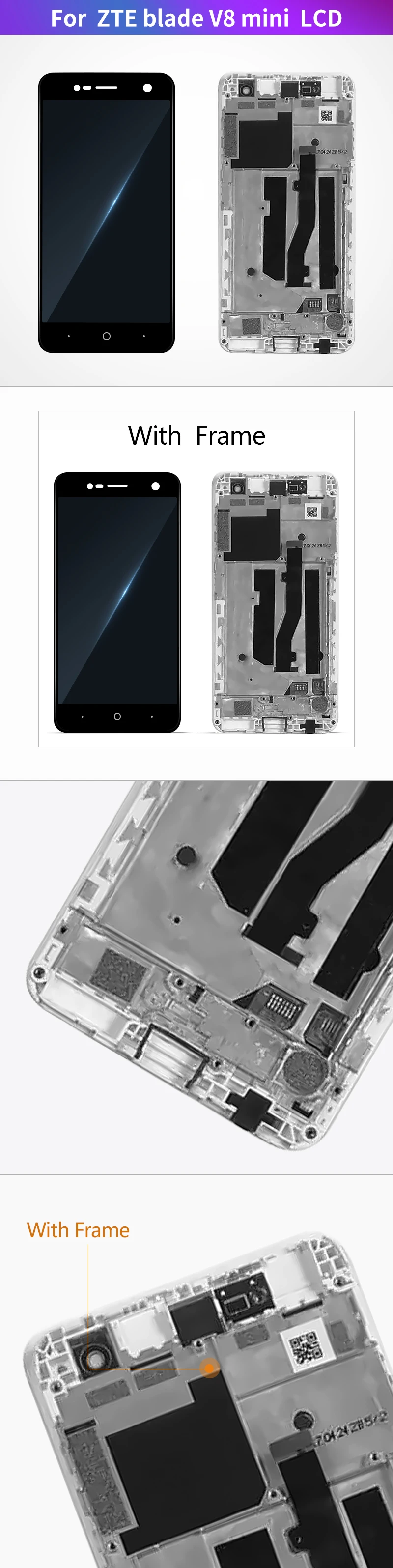 Для ZTE Blade V8 Мини ЖК-дисплей цифрователь для сенсорного экрана запасные части с рамкой для ZTE Blade V8 мини-дисплей 5,0 дюймов