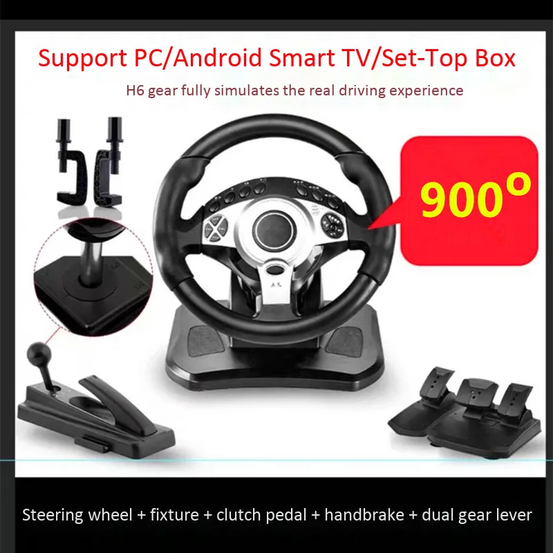 Android Tv 6 Gears Games Steering Wheel Computer Usb Driving Simulator Game  Joystick 900 Degree Simulation H Gear Racing Gameing - Wheels - AliExpress