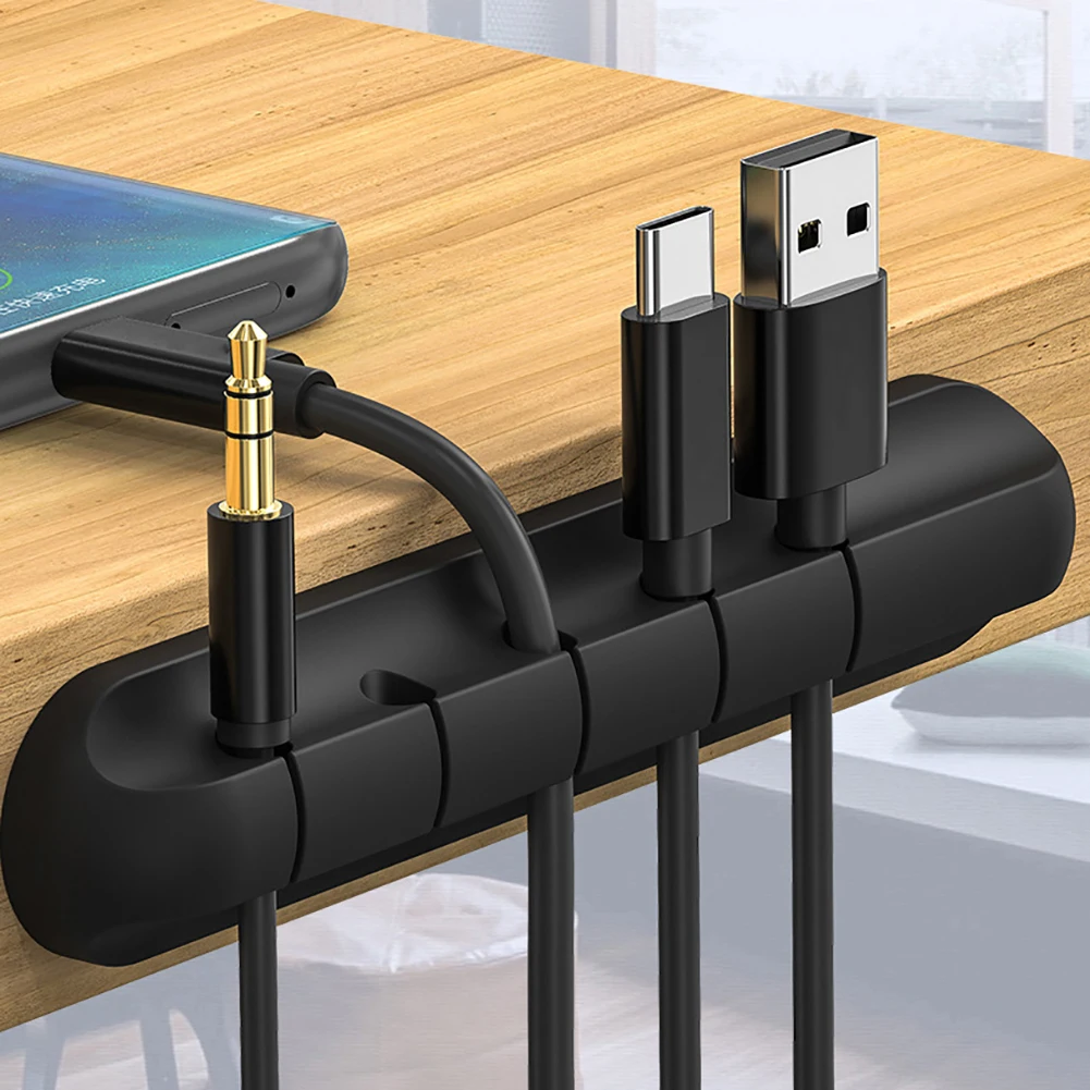 Soporte Protector de Cable USB de silicona para escritorio, Clip de gestión de cables de oficina para auriculares, ratón, Cable de teclado