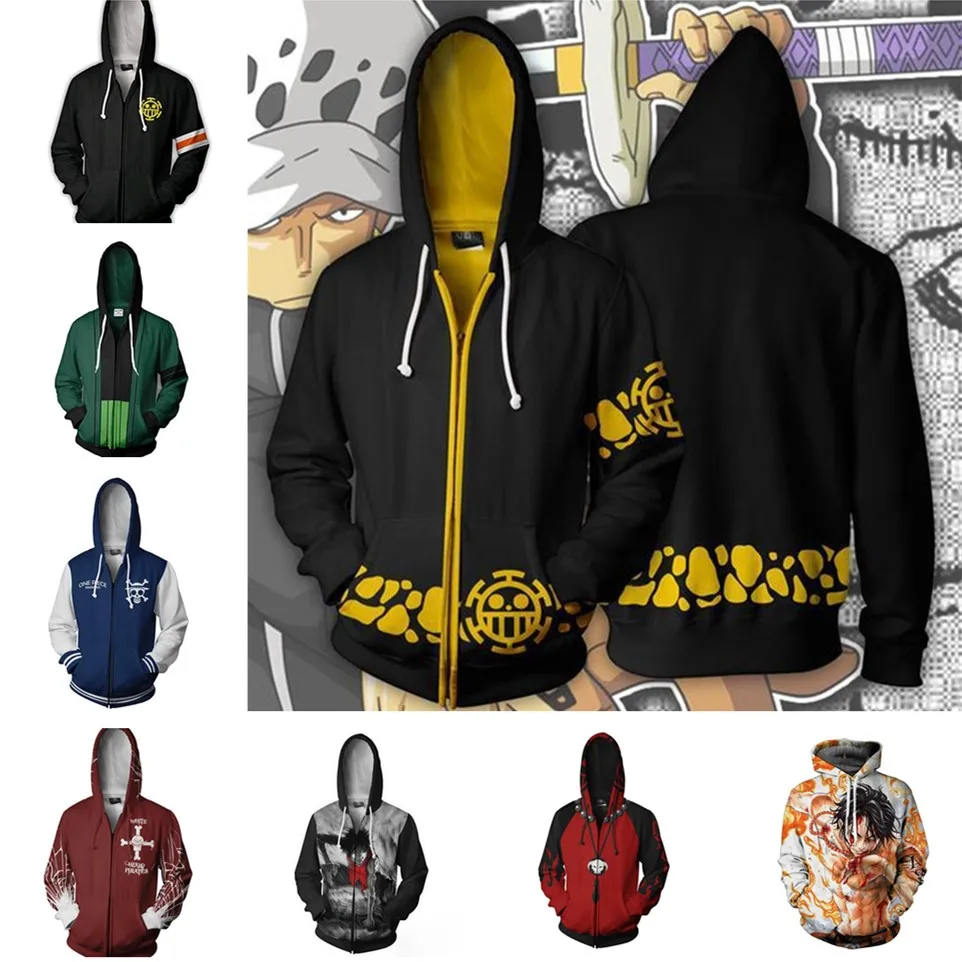 3d Digital Printing ONE PIECE Trafalgar Law Costume Hoodie Cosplay Sweatshirts Clothing Costumes