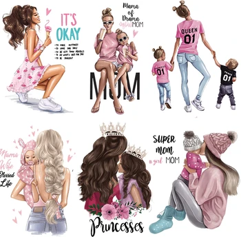 

Mom Baby Thermo Stickers Stripes On Clothes Iron On Transfers Vinyl Heat Thermal Patches For Clothing Fashion Applique Washable