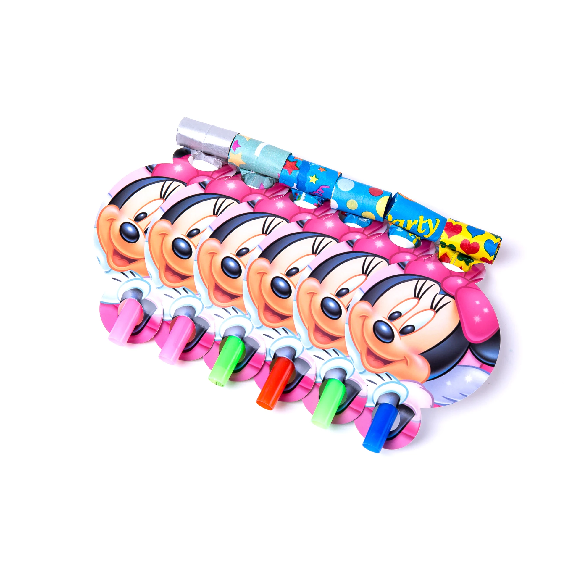 Blowout 6pcs Дисней тема Минни Мауса бумажный стаканчик, тарелка, шляпа, маска, пластиковая соломенная Подарочная сумка для мальчиков и девочек, вечеринка на день рождения, детский душ, украшение - Цвет: Blowout 6pcs