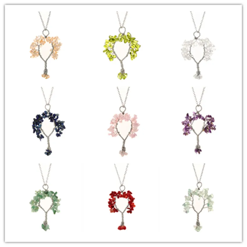 FYJS уникальное серебро проволока обертывание Дерево жизни розовый кварцевый