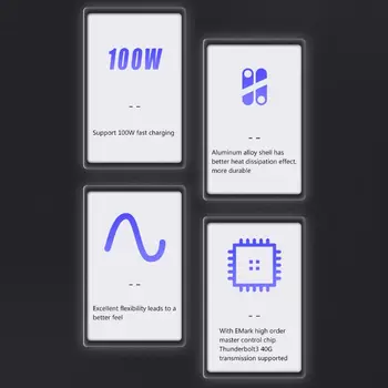 

for thunderbolt 3 Data Cable 10/40Gbps Soft USB-C Charging Cord Line Emark Chip