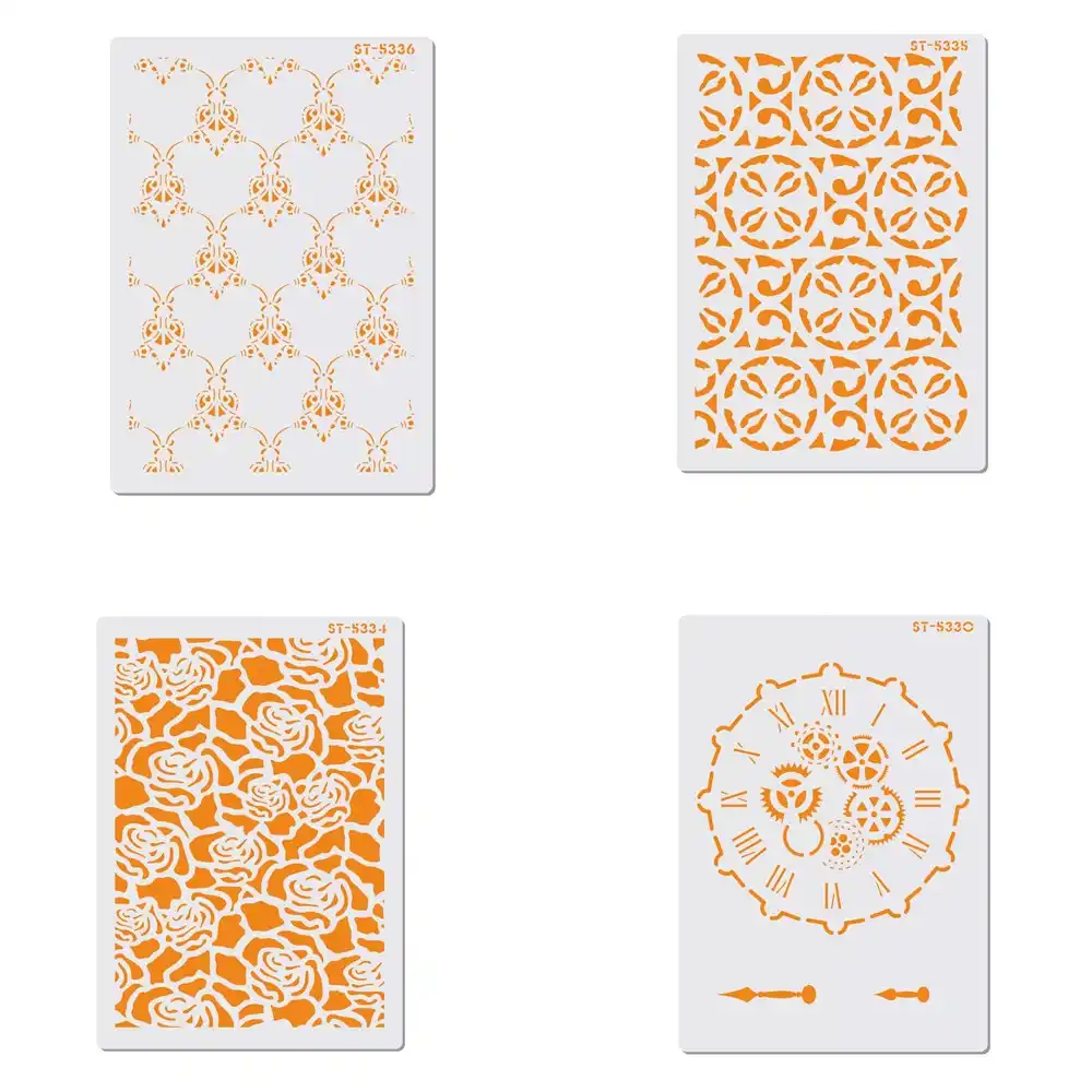 新到着4ピース セット時計 花柄ステンシルプラスチックケーキステンシルケーキデザインテンプレートケーキツール ケーキ型 Aliexpress