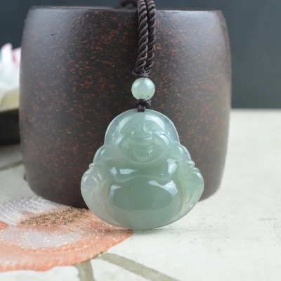 

Zheru Jewelry Natural Burmese Jade A Light Color Happy Buddha Pendant Necklace Exquisite Jewelry Gift for Mother to Girlfriend
