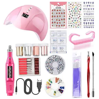 

UV LED Lamp Dryer USB Nail Polishing Kit Manicure Pen Rhinestone Art Tool Set This is a complete portable nail art starter kit.