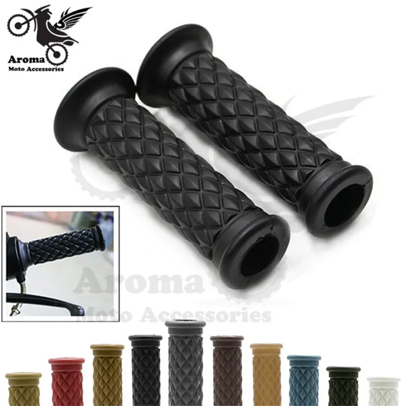 16 colors available brown red black hot retro cafe racer parts 22MM 25MM rubber motorbike grip for honda suzuki yamaha harley softail sportster prince cruise moto handlebar motorcycle handle grips
