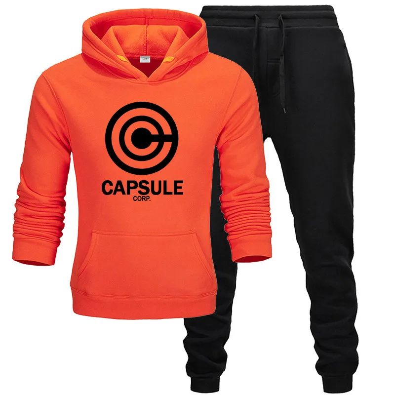 

Anime Dragon Ball Z Hoodies Men Streetwear CAPSULE CORP Print unisex Sweatshirt Harajuku HipHop Men Hoodies Pants Suit