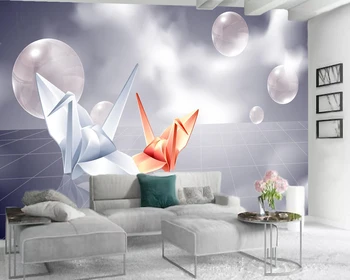 

Wall Paper Modern Mural 3d Wallpaper Auspicious Paper Crane Living Room Bedroom Background Wall Decorative 3d Mural Wallpaper