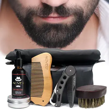 

7Pcs/set Beard Care Clean Set With Essential Shampoo Brush Comb Oil Cream for Men Makes Soft Cleanse Refresh Nature Grooming kit