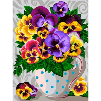 

Flower pattern Diamond Painting cross stitch Pansies and vases DIY 5D Diamond Embroidery Cross Stitch Mosaic Picture by Number