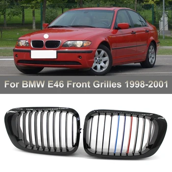 

1 Pair Gloss Black M Style Front Kidney Grill Grille for BMW 3 Series E46 1998 1999 2000 2001 4 Door 323 325 Auto Accessories