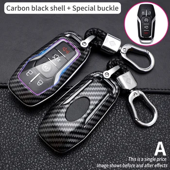 Carbon Fiber Car Smart Key Cover Case Fob For Lincoln MKZ MKC MKX For Ford Fusion Mondeo Mustang F150 Protect Shell Accessories - Carbon Fiber Car Smart Key Cover Case Fob For Lincoln MKZ MKC MKX For Ford