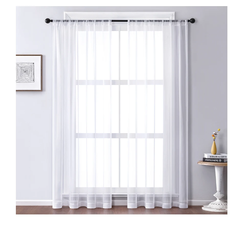 BILEEHOME Solid White Tulle Sheer Window Curtains for Living Room the Bedroom Modern Tulle Voile Organza Curtains Fabric Drapes