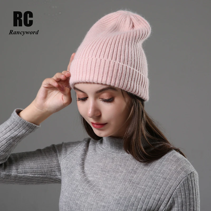 

[Rancyword] Winter Hats For Women Wool Knitted Angora Hat Beanies Female Warm Rabbit Fur Skullies Beanie For Girl 2019 RC2077