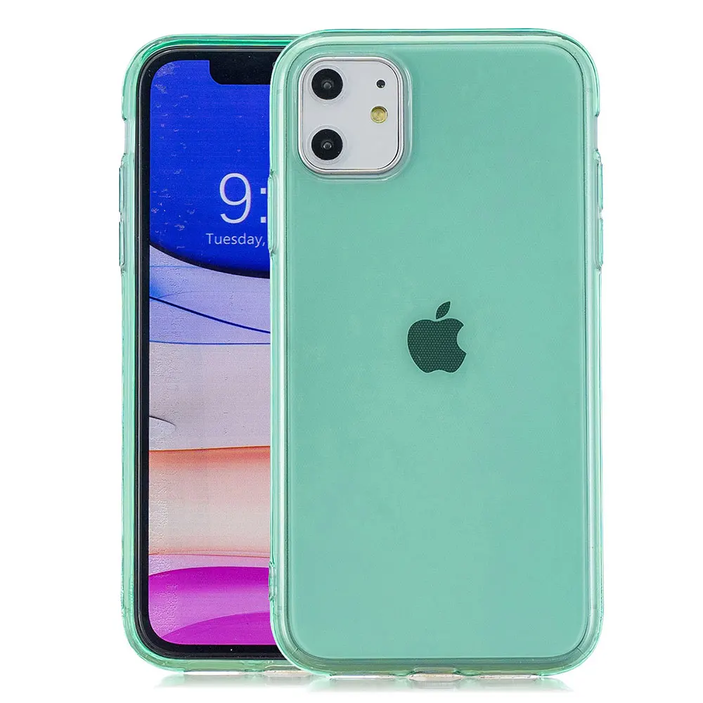 Прозрачный чехол для iPhone 11 Pro Max X XR XS 8 Plus 7 6 6S iPhone11, Ультратонкий силиконовый чехол для телефона, ударопрочный фиолетовый, аксессуары