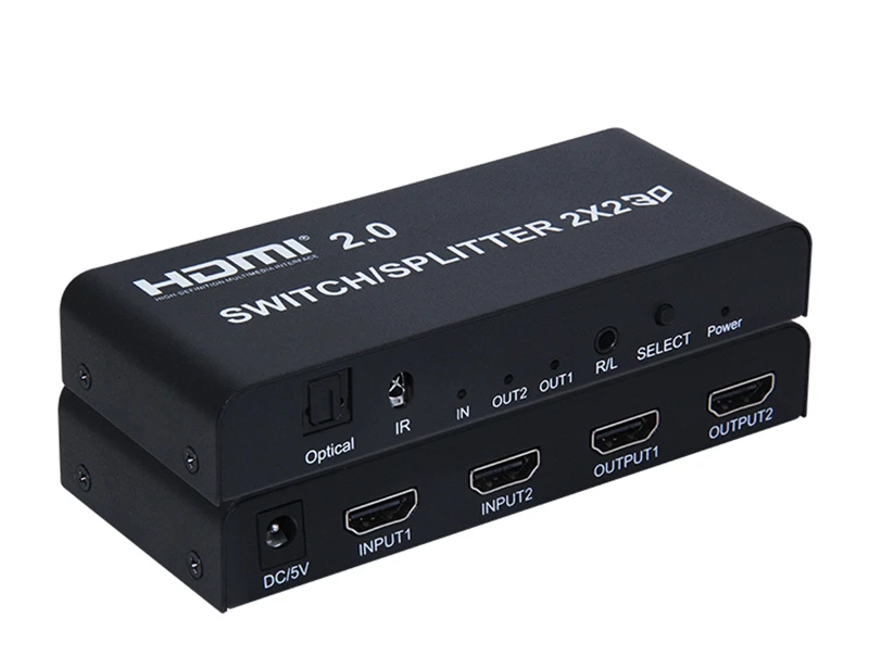 HDMI 2,0 переключатель сплиттер 2x2 3D с оптическим R/L аудио поддержка 4K 60Hz 1080P 4K x 2K 1X2 HDMI сплиттер 1x4 для PS4 ноутбука ПК к телевизору