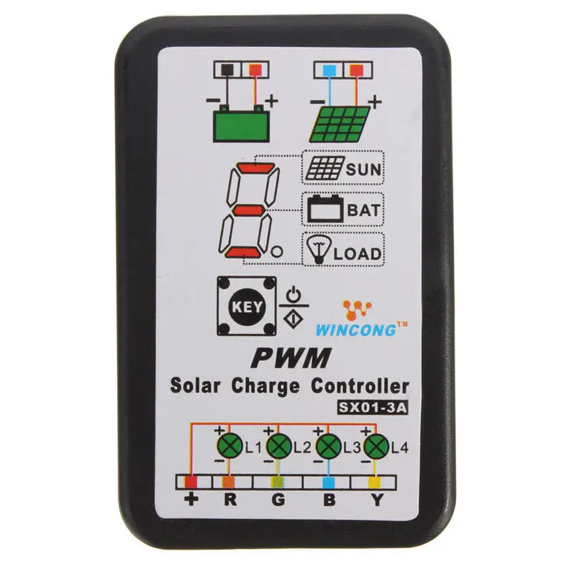 

Hot New 3A 6V 12V PWM Solar Panel Light Controller Battery Charge Regulator Intelligent