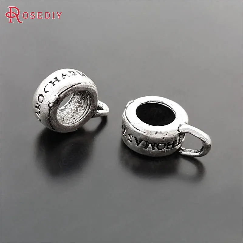 

(C153)30 pieces 10x5mm,hole 6mm Antique Silver Zinc Alloy Large Hole Beads Charms Connector Diy Jewelry Findings Accessories