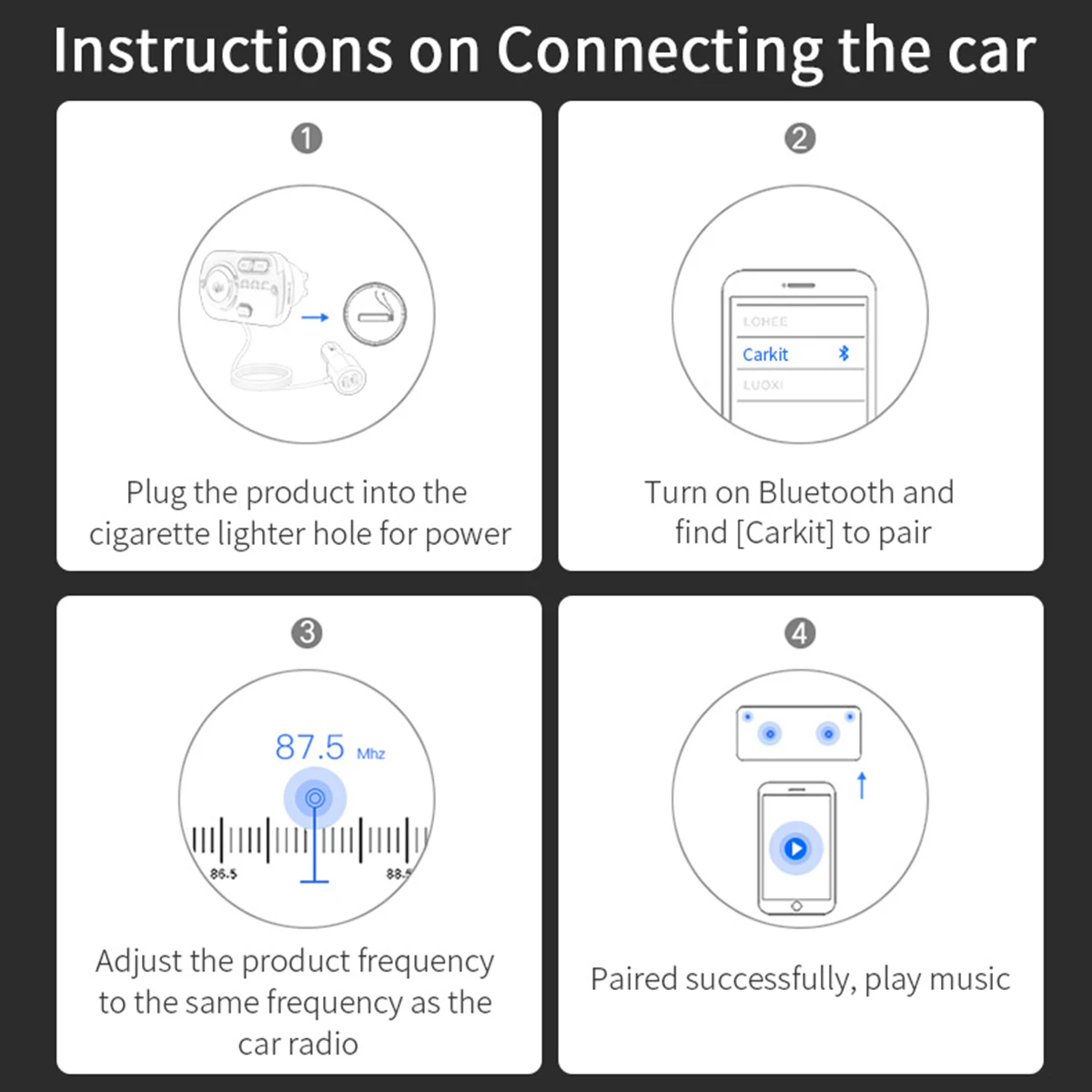 12 V-24 V с двумя USB Черный автомобильный комплект fm-передатчика Bluetooth 5,0 Беспроводной MP3 плеер Быстрая зарядка 3,0 USB Зарядное устройство AUX вход