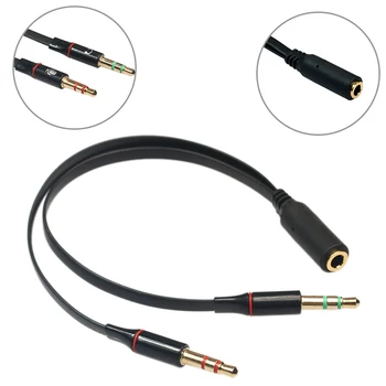 

3.5mm Jack Mic Headset Audio Splitter Cable Adapter Female to 2 Male Headphone Mic Aux Extension Cables For Phone Computer