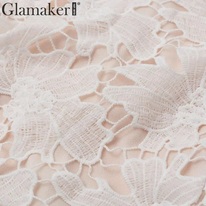 Glamaker, трикотажный цельный костюм, кружевное мини-платье с коротким рукавом, женское сексуальное платье, женское осеннее зимнее элегантное платье для вечеринки