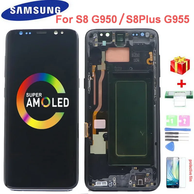 Оригинальный ЖК дисплей AMOLED S8 для Samsung Galaxy G950 G950F S8plus + G955F G955 сенсорный экран дигитайзер с мертвыми