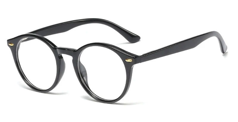 black with clear Peekaboo, женские круглые очки, оптическая оправа, заклепки, Женские аксессуары, ретро очки для мужчин, прозрачные линзы, черный, Леопардовый, синий - Цвет оправы: black with clear