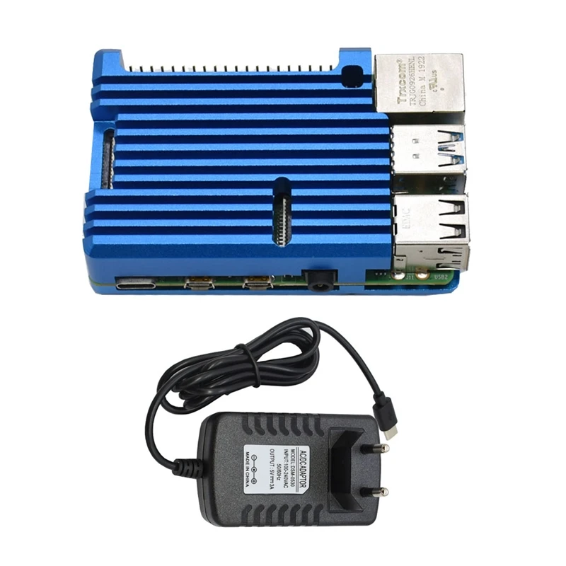 Для Raspberry Pi 4B 4G ram DIY Kit Поддержка 2,4/5,0 GHz wifi Bluetooth 5,0 с алюминиевым ЧПУ сплав защитный Синий чехол 5V 3A P